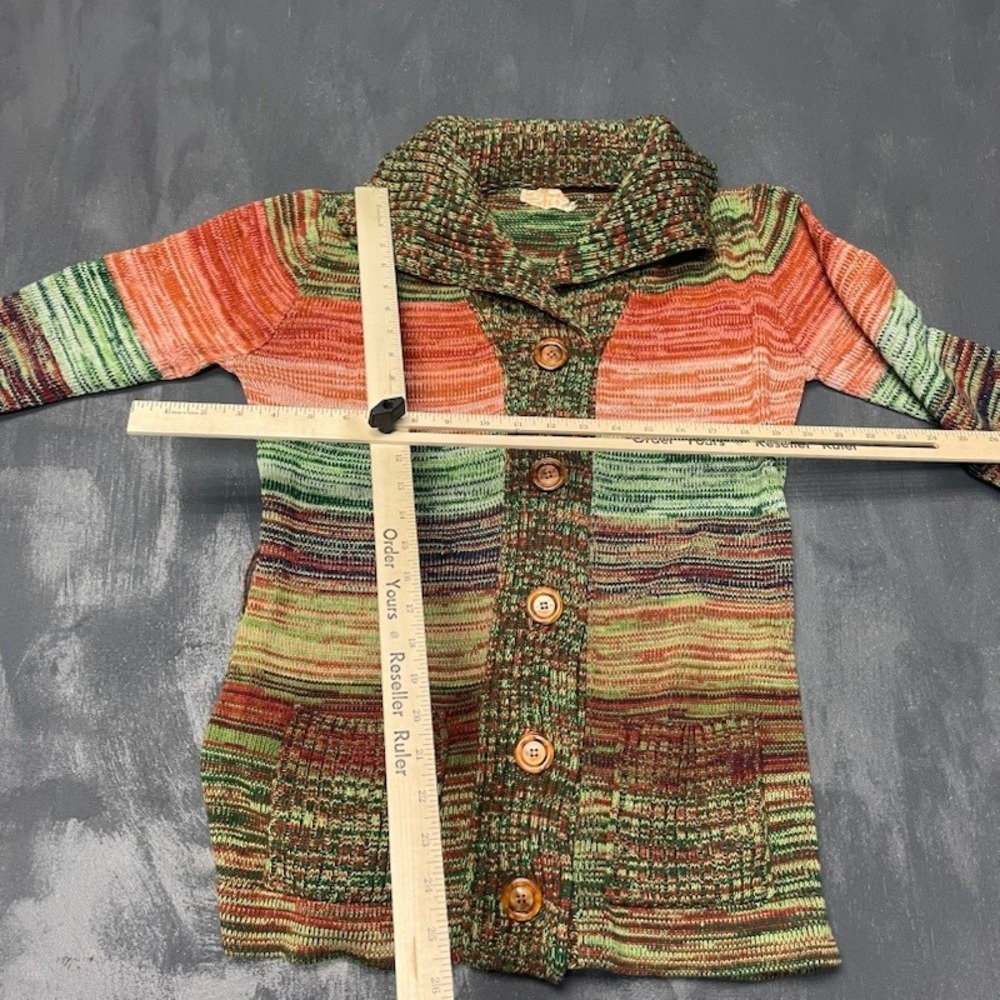 Vintage Cardigan Sweater S Multi-Color‎ 70s Excellent Space Dye Fashion Import - Picture 6 of 9